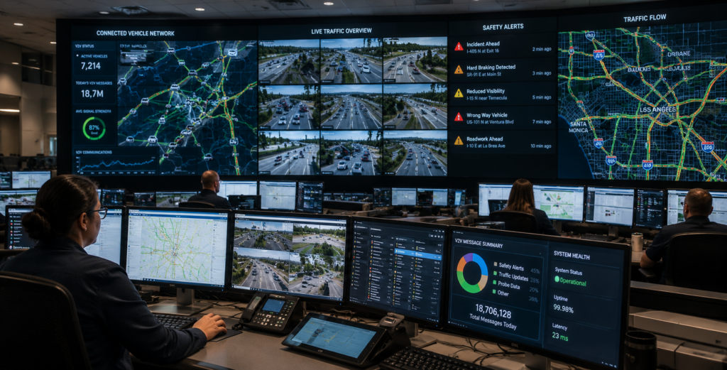 Traffic operators monitoring connected vehicle safety systems
